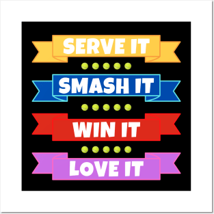 US Open Serve It Smash It Win It Love It Tennis Posters and Art